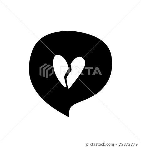 Speech bubble icon with broken heart inside on... - Stock Illustration ...
