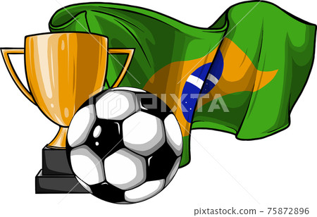 football ball with cup and brazil flag vector football ball with cup and brazil flag vector 75872896