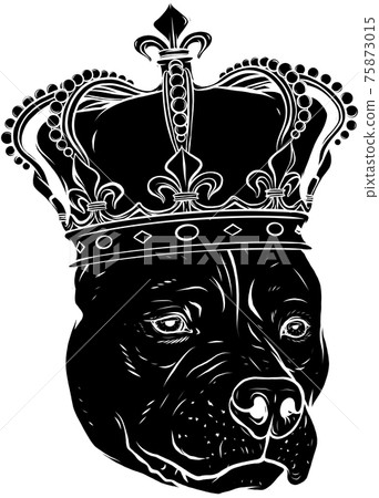 black silhouette of Dog with crown illustration in white background black silhouette of Dog with crown illustration in white background 75873015