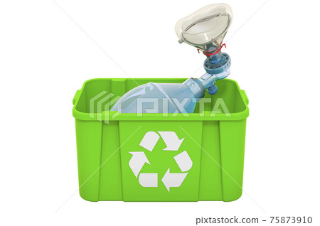 Recycling trashcan with bag valve mask, 3D rendering 75873910