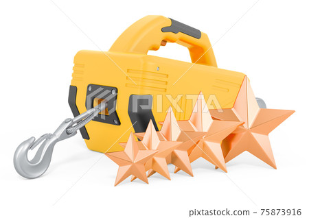Customer rating of electric winch. 3D rendering Customer rating of electric winch. 3D rendering 75873916