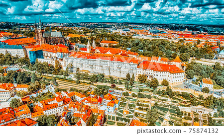 Area Lesser Town of Prague, near the church Saint Vitus, Ventseslaus and Adalbert. Czech Republic. 75874132