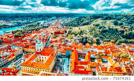 Area Lesser Town of Prague(Mala Strana), near the church Saint Vitus, Ventseslaus and Adalbert. Czech Republic. 75874161