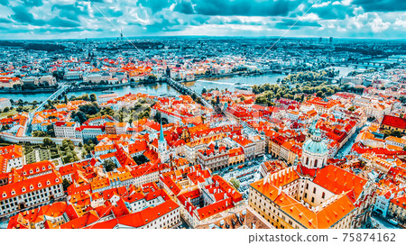 Area Lesser Town of Prague(Mala Strana), near the church Saint Vitus, Ventseslaus and Adalbert. Czech Republic. 75874162