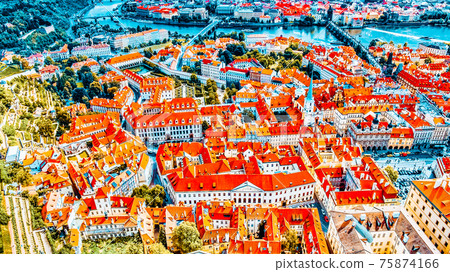 Area Lesser Town of Prague, near the church Saint Vitus, roofs of Mala Strana. Czech Republic. 75874166