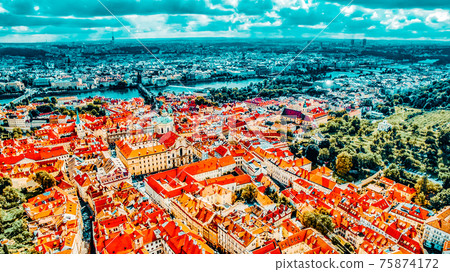 Area Lesser Town of Prague(Mala Strana), near the church Saint Vitus, Ventseslaus and Adalbert. Czech Republic. 75874172