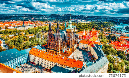 Area Lesser Town of Prague, near the church Saint Vitus, Ventseslaus and Adalbert. Czech Republic. Area Lesser Town of Prague, near the church Saint Vitus, Ventseslaus and Adalbert. Czech Republic. 75874175