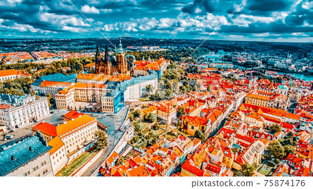Church Saint Vitus, Ventseslaus and Adalbert and area Lesser Town of Prague. Czech Republic. Church Saint Vitus, Ventseslaus and Adalbert and area Lesser Town of Prague. Czech Republic. 75874176