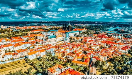 Area Lesser Town of Prague, near the church Saint Vitus, Ventseslaus and Adalbert. Czech Republic. 75874179