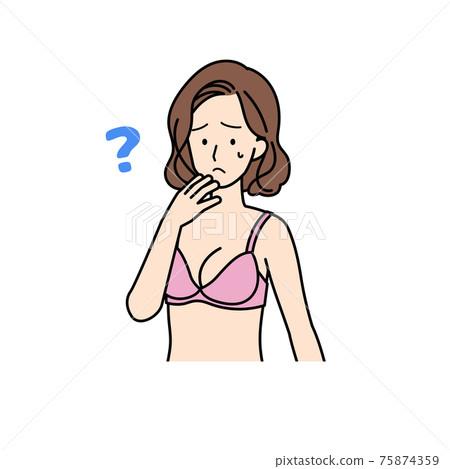 Underwear, troubled woman, upper body 75874359