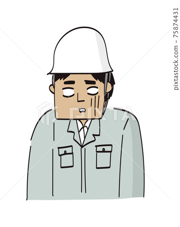 Helmet worker male upper body illustration (pale) Helmet worker male upper body illustration (pale) 75874431