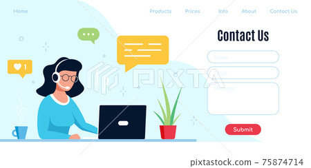 Contact Us web page design template in flat style Contact Us web page design template in flat style 75874714