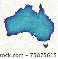 Australia map with drawn lines and blue watercolor illustration 75875615