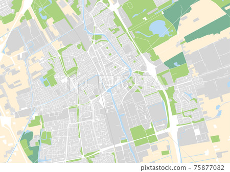 vector city map of Delft, Netherlands vector city map of Delft, Netherlands 75877082