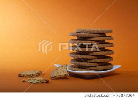 Stack of tasty chocolate cookies Stack of tasty chocolate cookies 75877364
