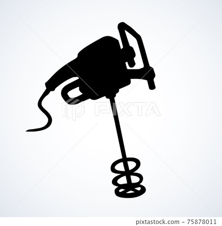 Hand mixer for concrete. Vector drawing 75878011