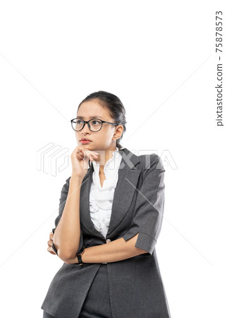 Portrait of a pensive asian business woman looking away Portrait of a pensive asian business woman looking away 75878573
