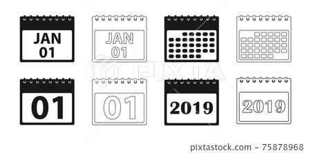 Calendar Icon set. Flat and line style vector EPS Calendar Icon set. Flat and line style vector EPS 75878968