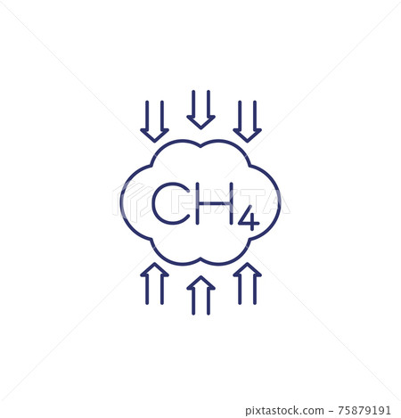 methane emissions reduction line icon on white 75879191