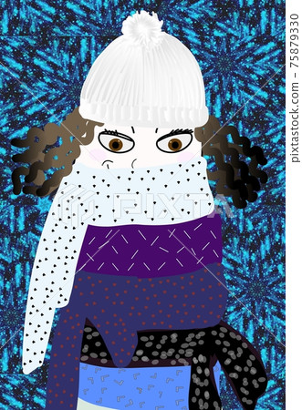 Winter scarves girl illustration Winter scarves girl illustration 75879330