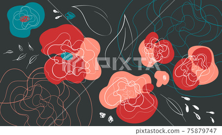 Floral line-art abstract poppy header Floral line-art abstract poppy header 75879747