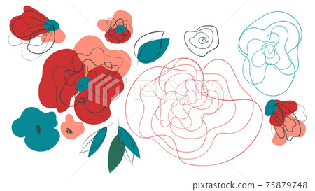 Floral line art abstract header Floral line art abstract header 75879748