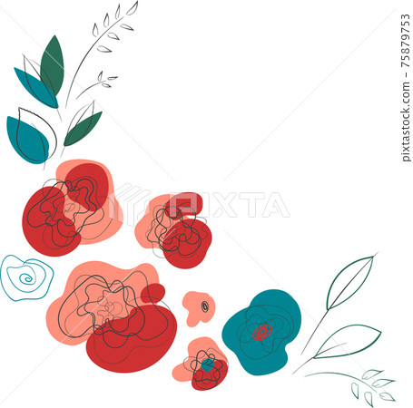 Abstract red poppy floral line-art light coner 75879753