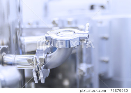 Part of chamber vacuum device industrial equipment silver color of research and development laboratory high technology . 75879980