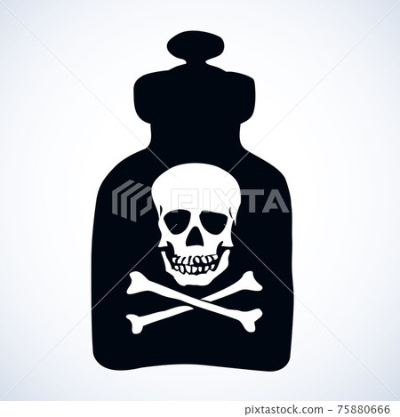 Glass bottles of poison. Vector drawing 75880666