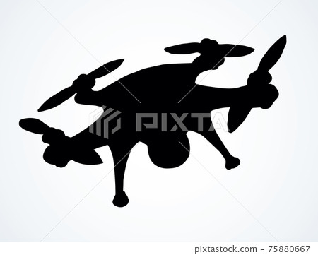 Drone in flight. Vector drawing Drone in flight. Vector drawing 75880667