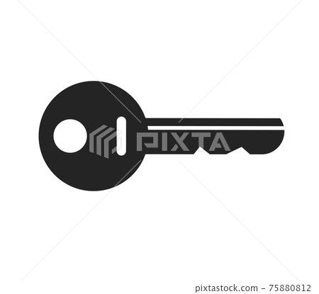 Door key icon shape or silhouette vector isolated flat cartoon illustration black and white pictogram Door key icon shape or silhouette vector isolated flat cartoon illustration black and white pictogram 75880812