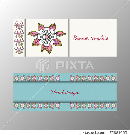 Floral pattern horizontal banner collection 75881065