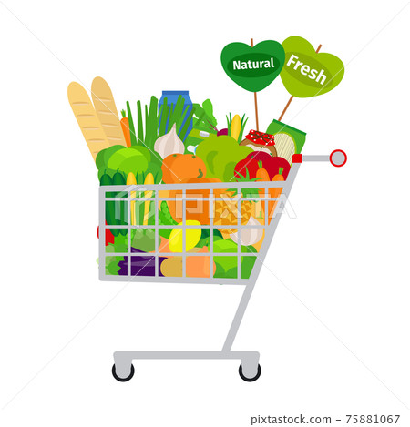 Shopping cart with food 75881067