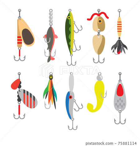 Fishing bait flat icons Fishing bait flat icons 75881114