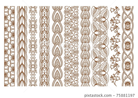 Indian Henna Seamless Borders 75881197