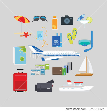 Travel and tourism summer flat icons - Stock Illustration [75881424 ...