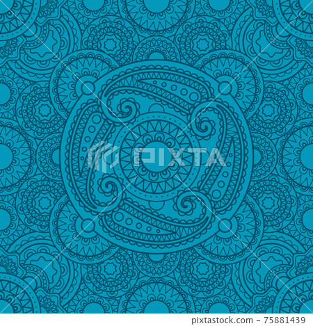 Mystical blue pattern with mandalas Mystical blue pattern with mandalas 75881439