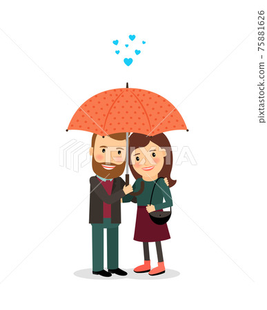 Couple in love under umbrella 75881626