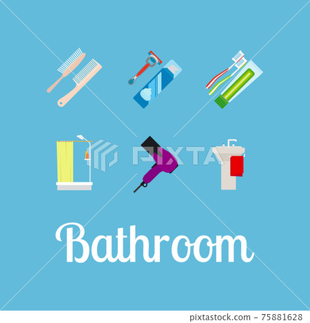 Bathroom items flat icon set Bathroom items flat icon set 75881628
