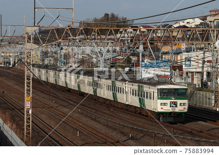 A 185 series express train "Odoriko" running on the Tokaido Main Line with a super large 15-car train_Photo taken on January 16, 2021 A 185 series express train "Odoriko" running on the Tokaido Main Line with a super large 15-car train_Photo taken on January 16, 2021 75883994