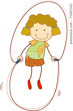 Cartoon Jump Rope Racket A doodle kid jumping rope cartoon character... - Stock Illustration ...