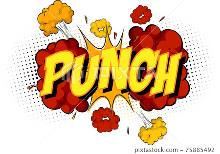 Word Punch on comic cloud explosion background 75885492