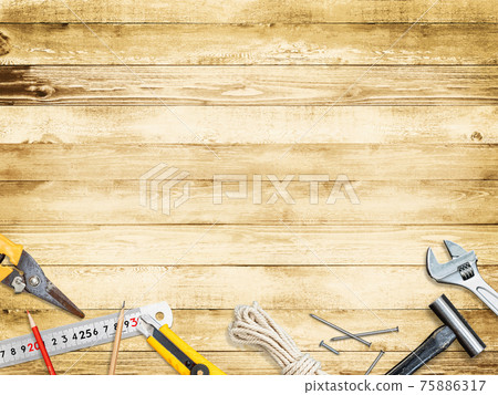 Tool and wood grain background material-There are multiple variations 75886317