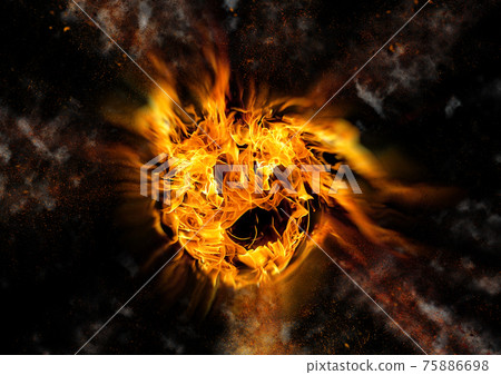 火在黑暗中旋轉的抽象背景 75886698