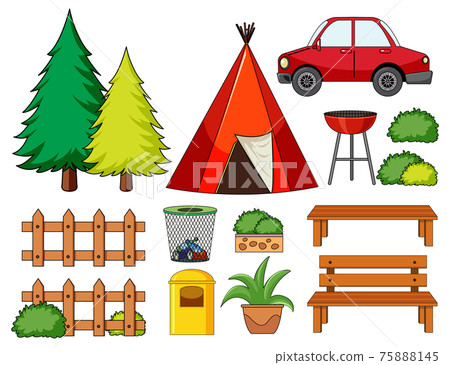 Set of camping objects isolated Set of camping objects isolated 75888145