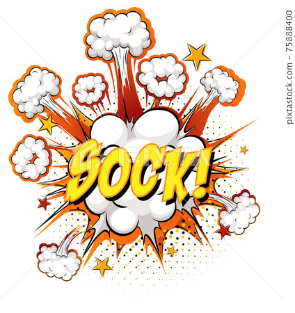 SOCK text on comic cloud explosion isolated on white background 75888400