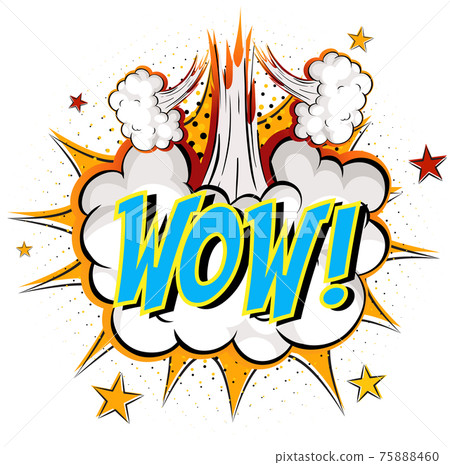 Word Wow on comic cloud explosion background Word Wow on comic cloud explosion background 75888460