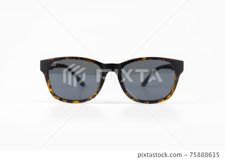 Black sunglasses on white background. Black sunglasses on white background. 75888615