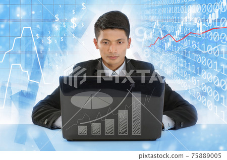 Double exposure of a businessman 75889005