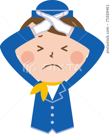 Concierge woman making a cross gesture 75889461